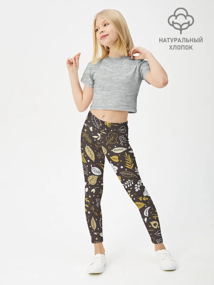 Леггинсы для девочки / Осенние листья и ягодки