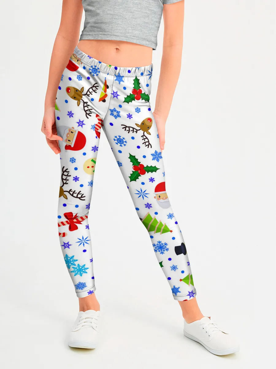 Леггинсы для девочки / Новогодний - Рождественский узор