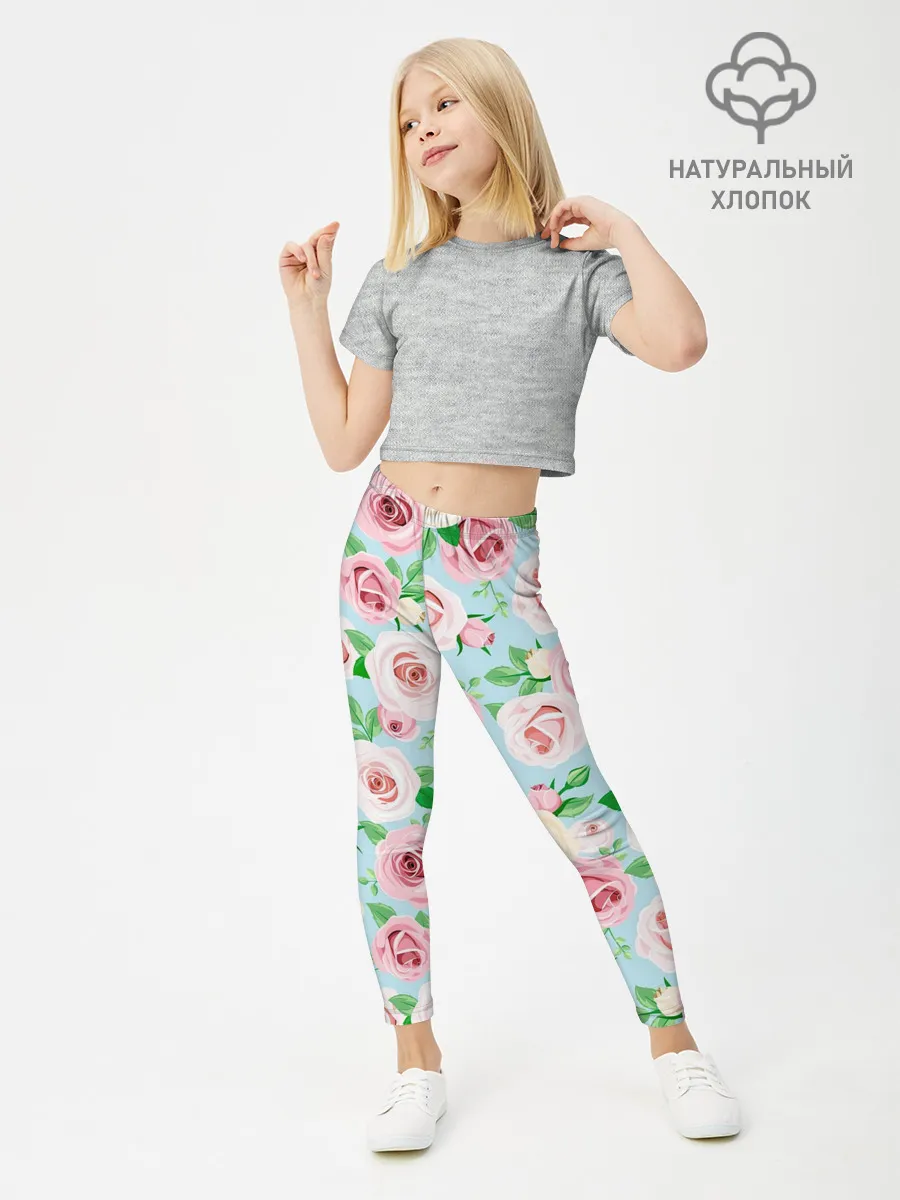 Леггинсы для девочки / Цветущее поле роз
