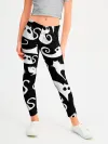 Леггинсы для девочки / Белые коты на черном фоне