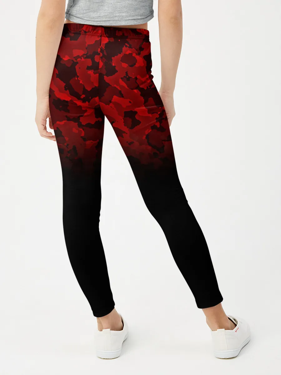 Леггинсы для девочки / BLACK RED CAMO | RED MILLITARY