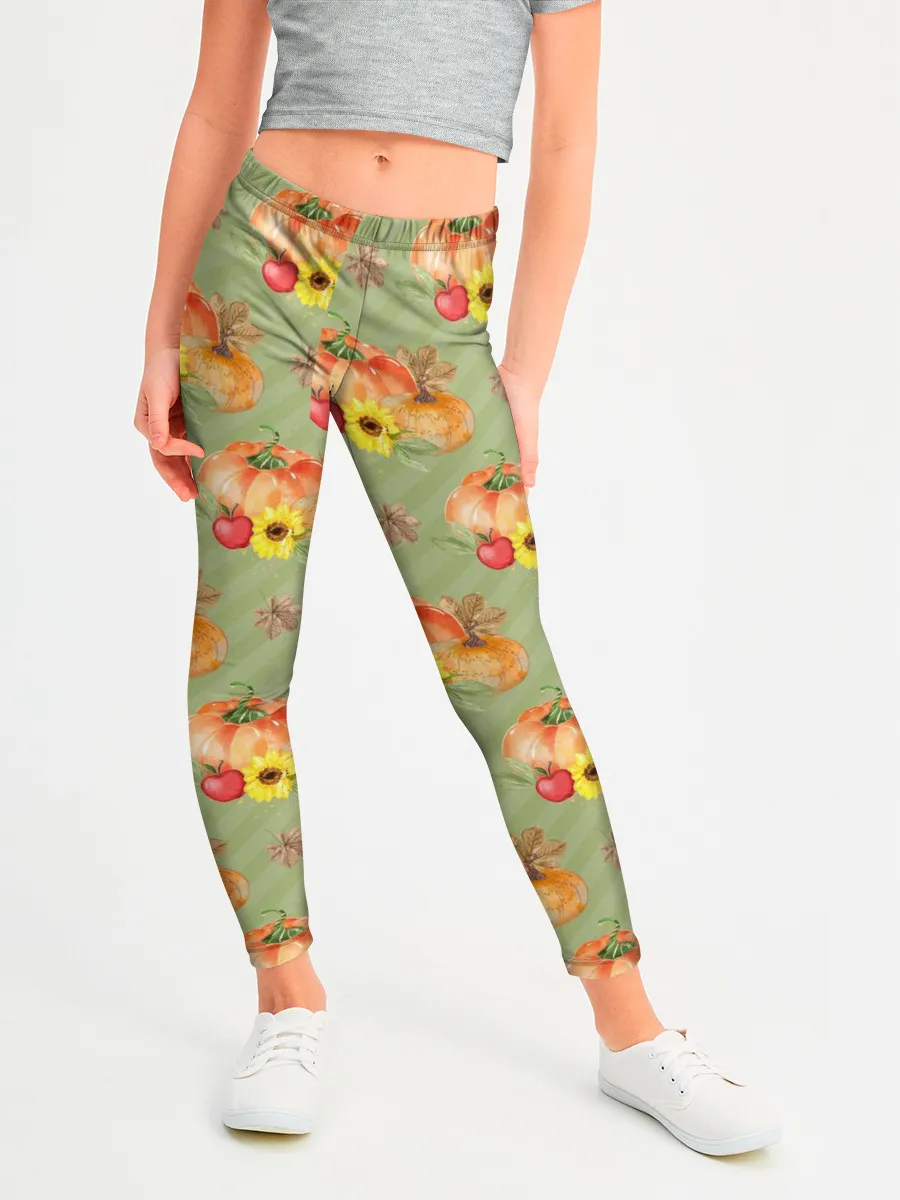 Леггинсы для девочки / Овощи: Тыквы паттерн