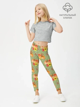 Леггинсы для девочки / Овощи: Тыквы паттерн