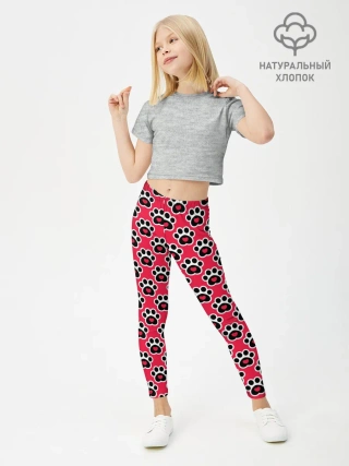 Леггинсы для девочки / Следы от Лап с Сердечками