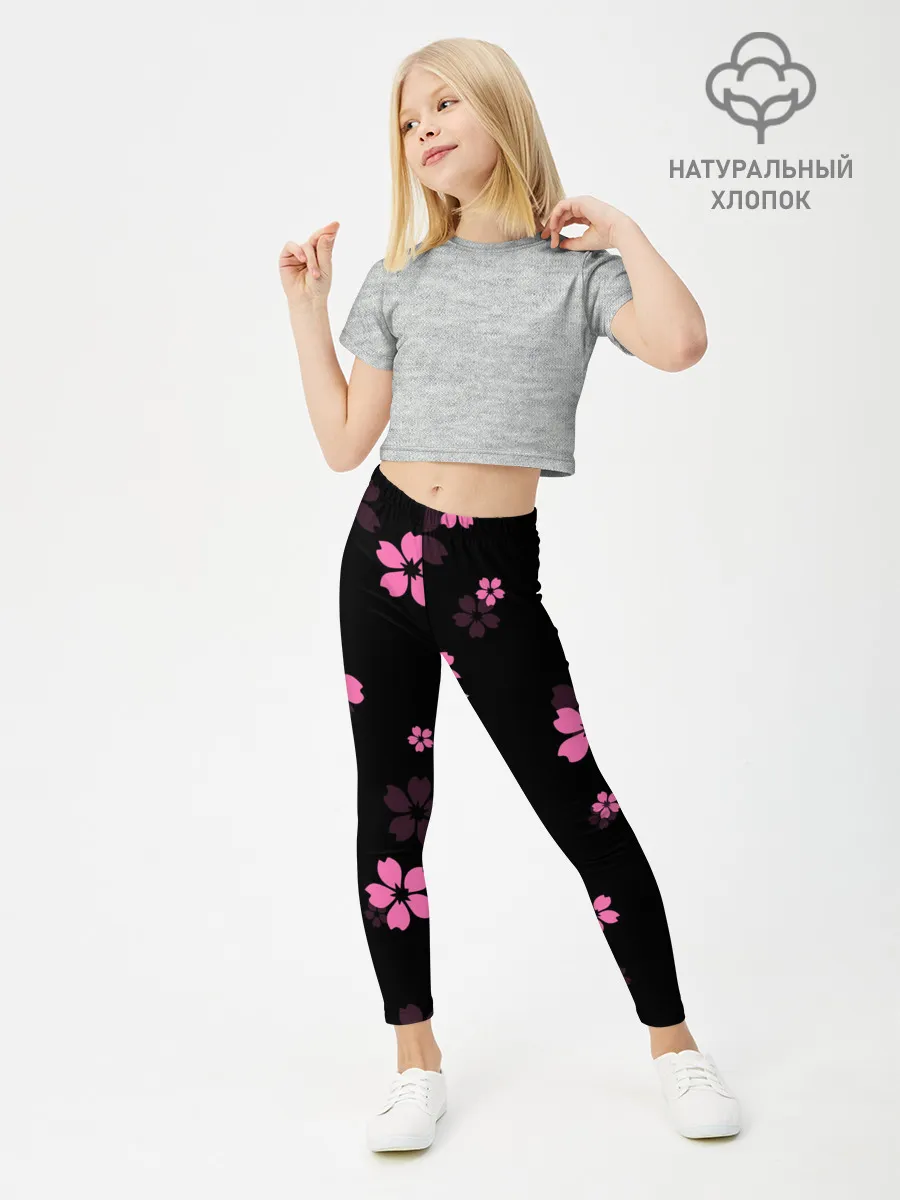 Леггинсы для девочки / САКУРА ВИШНЯ ЛЕПЕСТКИ
