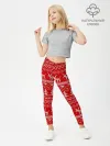 Леггинсы для девочки / Новогодний узор с оленями и елкой
