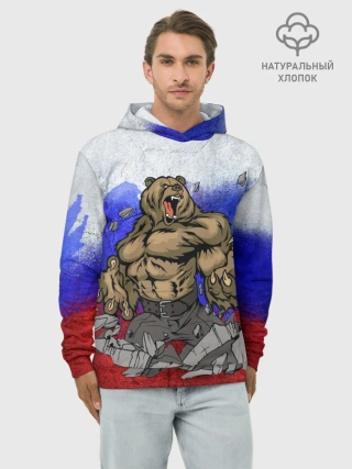 Худи мужской база хлопок / Медведь