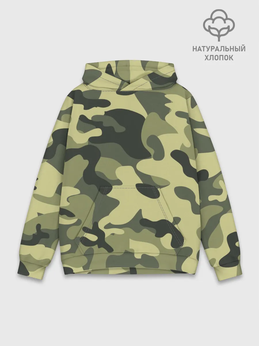 Худи мужской база хлопок / Камуфляж Хаки