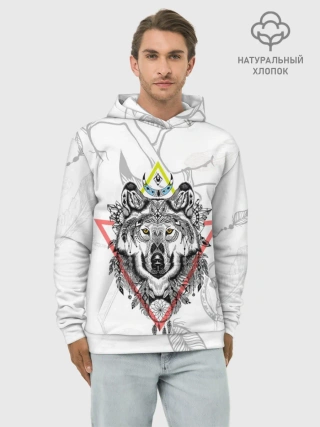 Худи мужской база хлопок / Волк