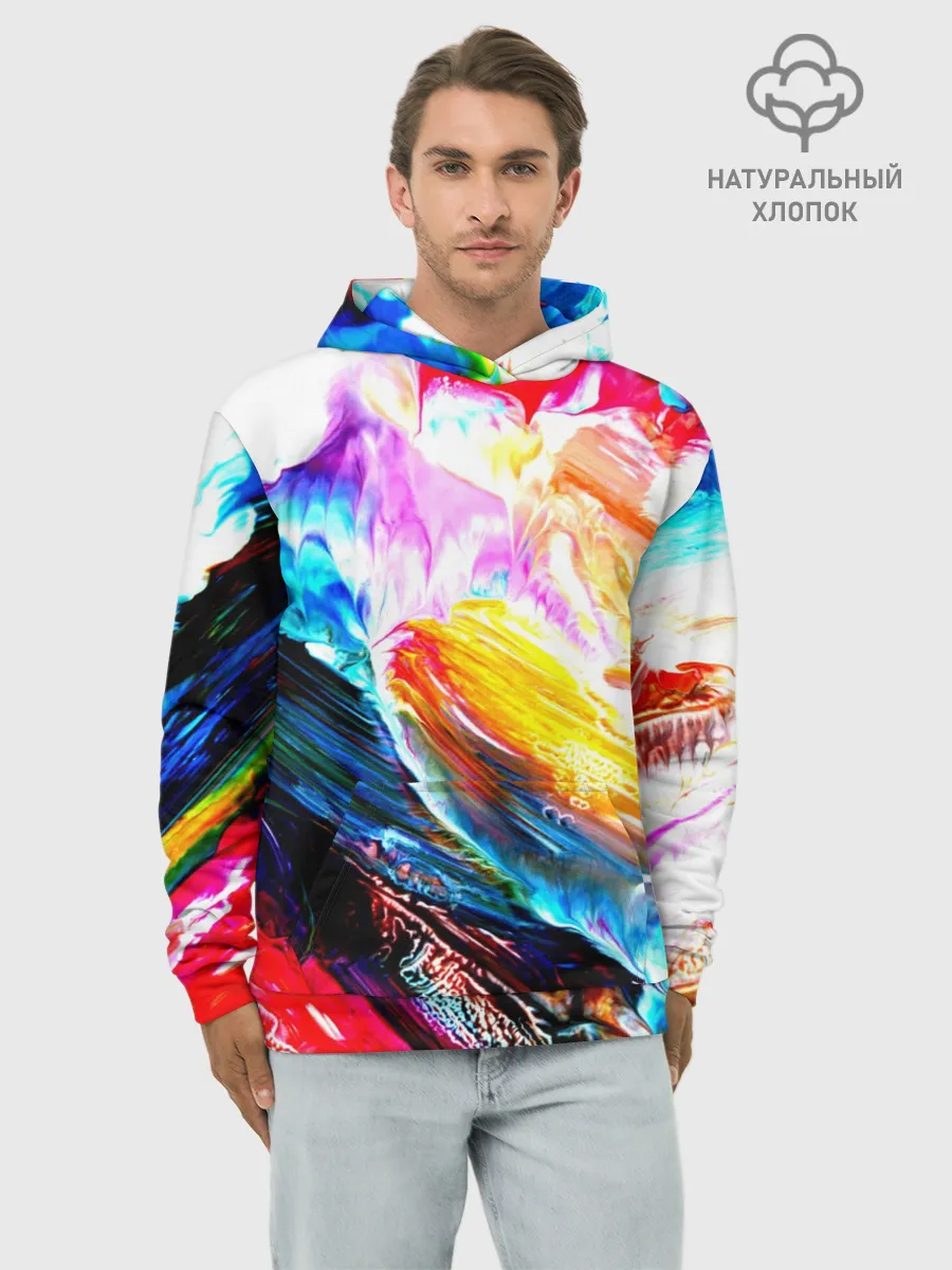 Худи мужской база хлопок / Абстракция красок