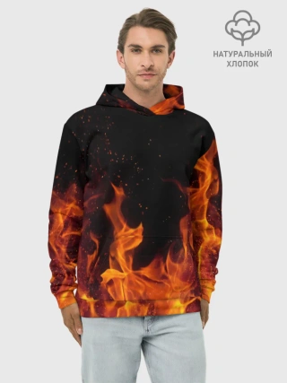 Худи мужской база хлопок / Огонь с искрами