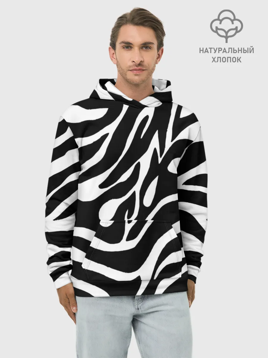 Худи мужской база хлопок / Зебра