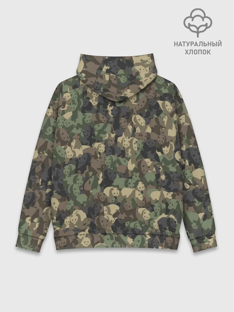 Худи мужской база хлопок / Камуфляж с пандами