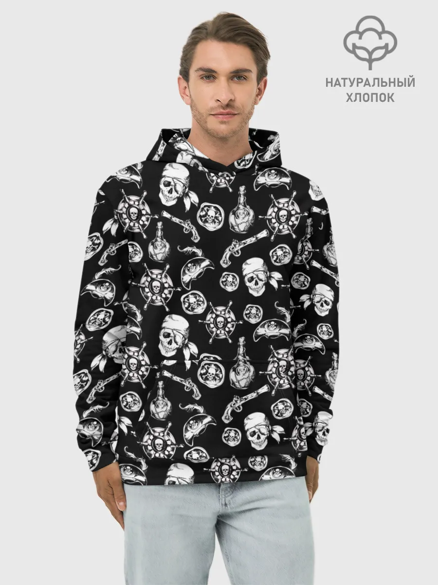 Худи мужской база хлопок / Pirates Pattern