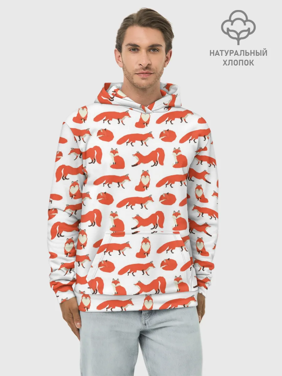 Худи мужской база хлопок / Рыжий паттер