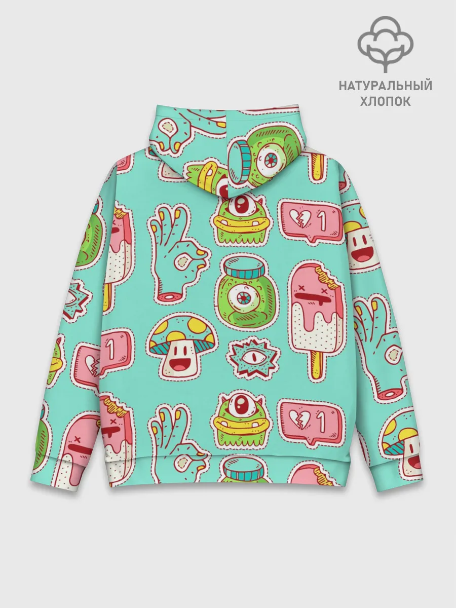 Худи мужской база хлопок / Яркие монстрики