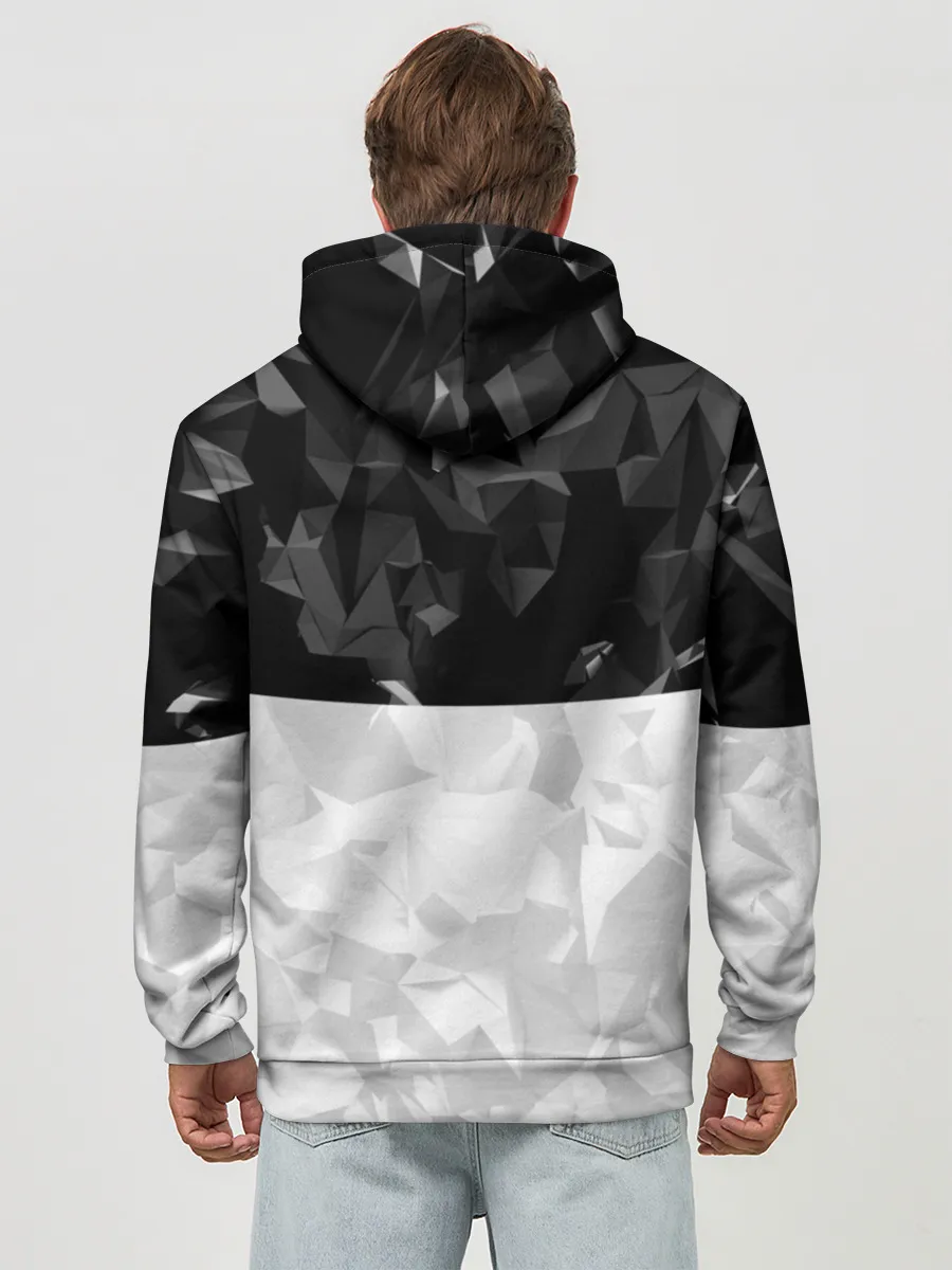 Худи мужской база хлопок / RUSSIA BLACK X WHITE | РОССИЯ