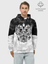 Худи мужской база хлопок / RUSSIA BLACK X WHITE | РОССИЯ