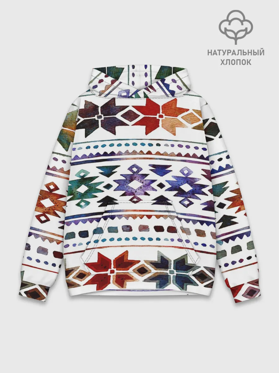 Худи мужской база хлопок / Снежинки акварель