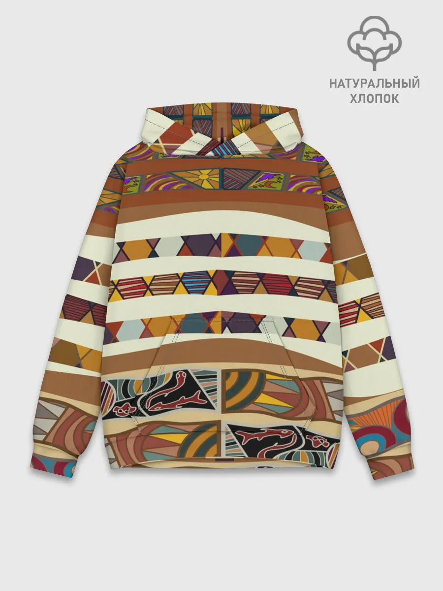 Худи мужской база хлопок / Африканская мозаика