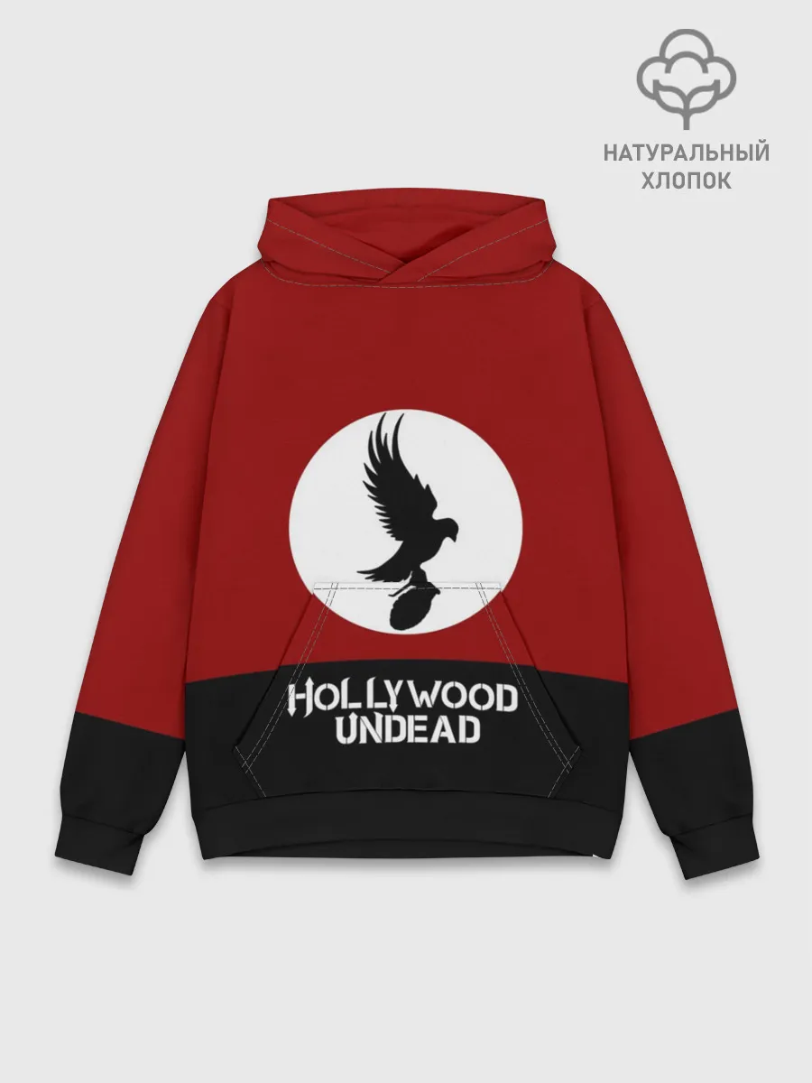 Худи мужской база хлопок / Красно-черный флаг HU