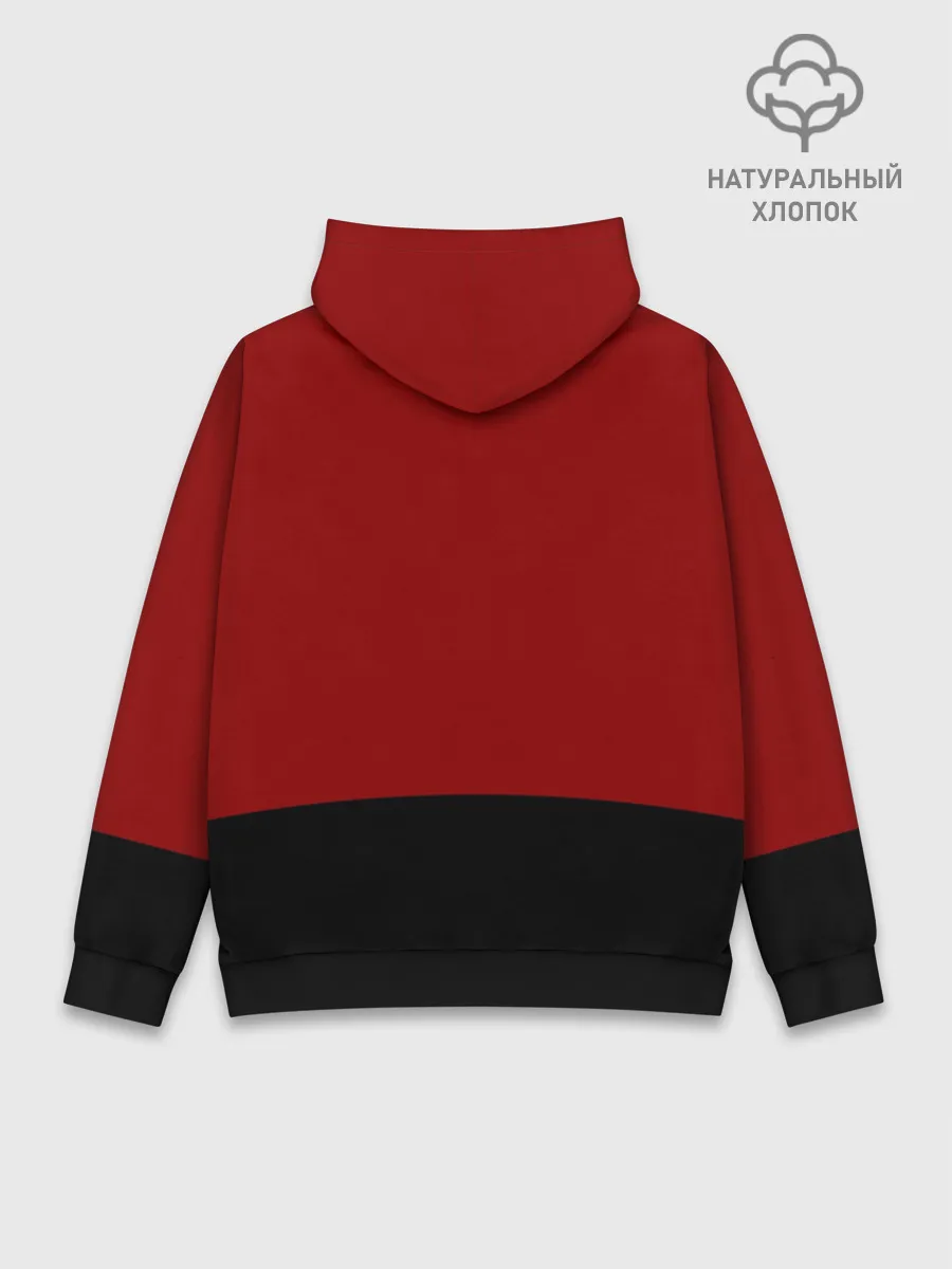 Худи мужской база хлопок / Красно-черный флаг HU