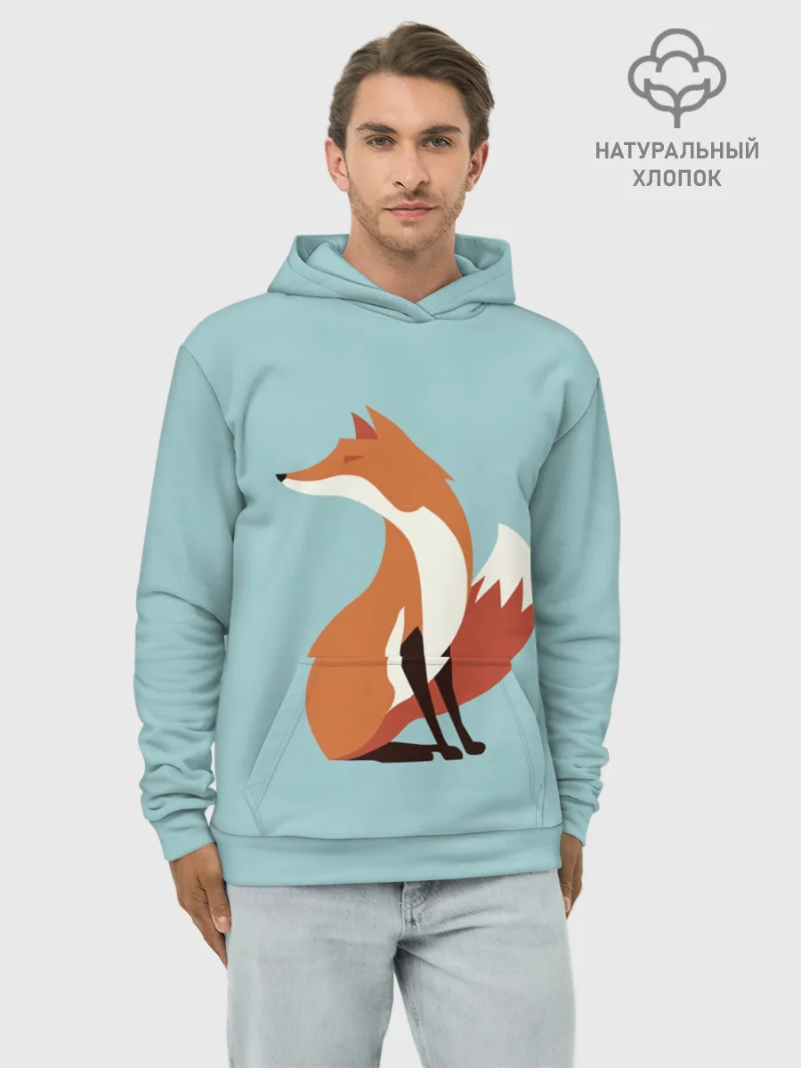 Худи мужской база хлопок / Лисичка минималистичная