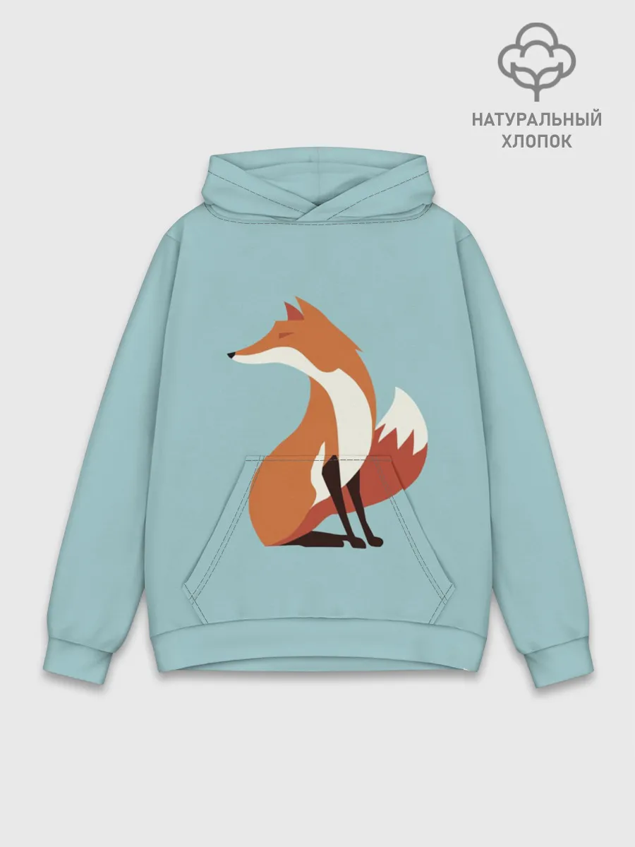 Худи мужской база хлопок / Лисичка минималистичная