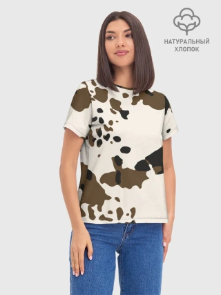 Женская базовая футболка хлопок / CowPrint