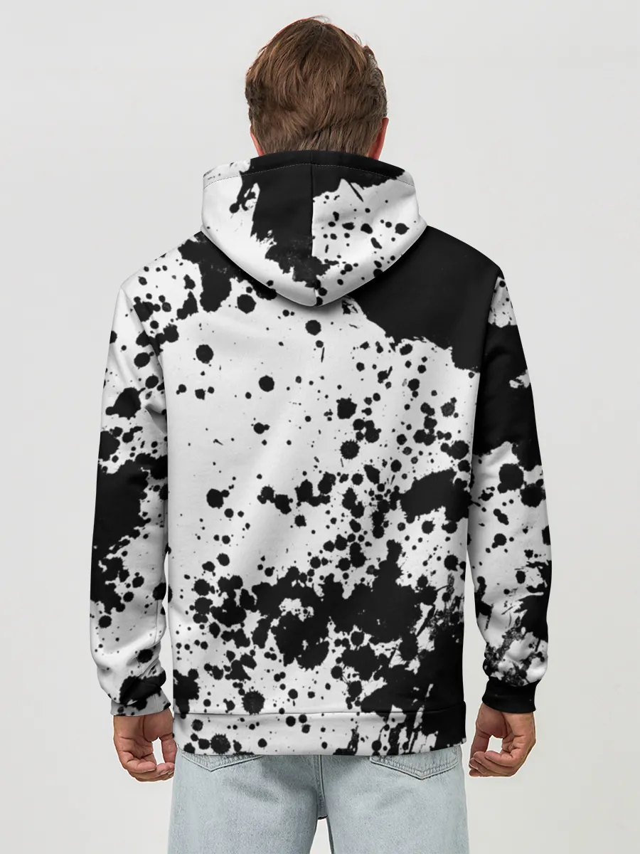 Худи мужской база хлопок / Черно-белые капли