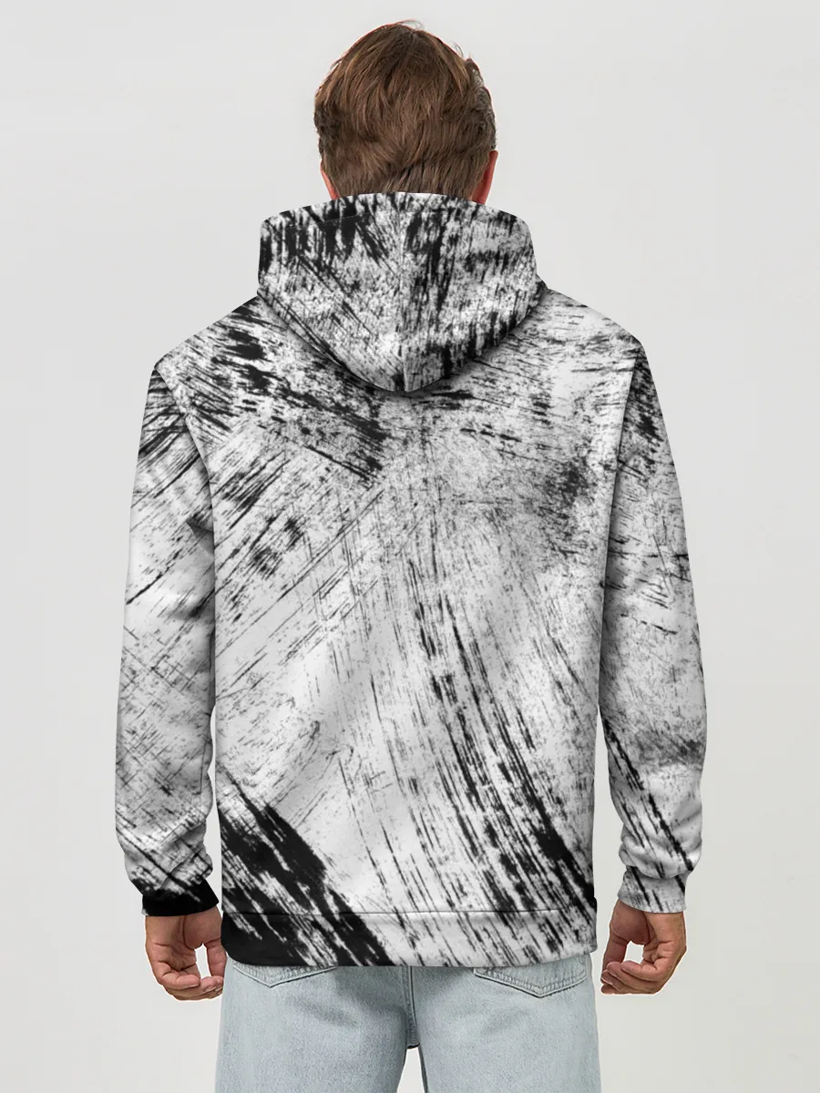 Худи мужской база хлопок / Серые штрихи