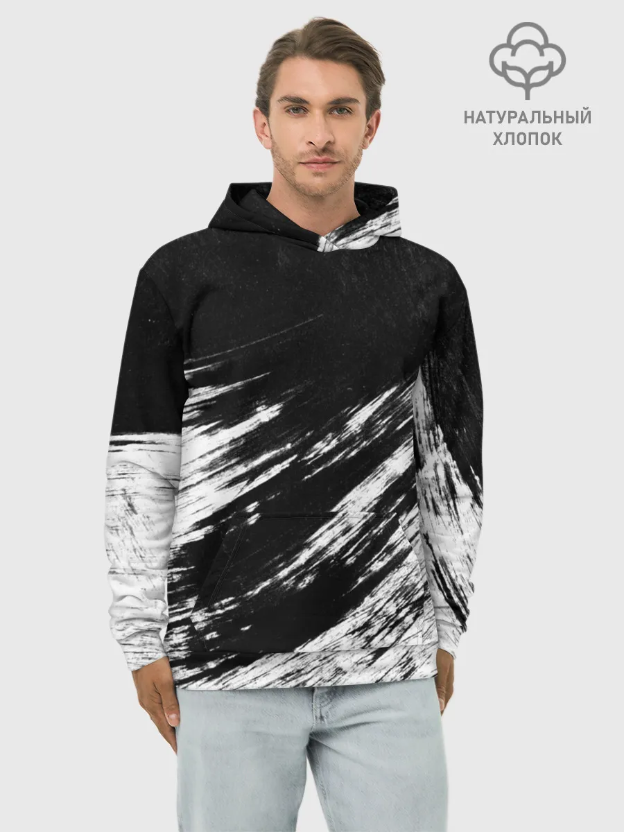 Худи мужской база хлопок / abstraction black&white
