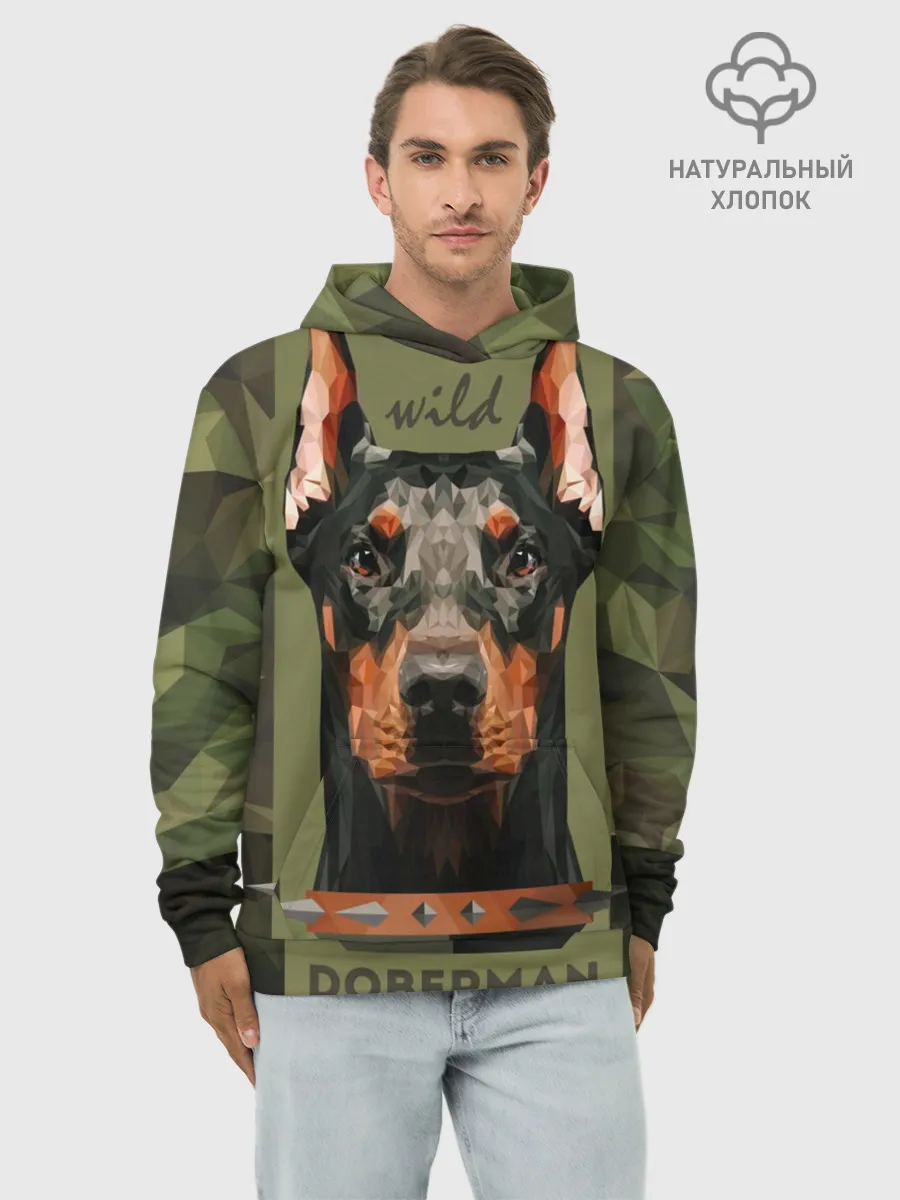 Худи мужской база хлопок / Дикий доберман