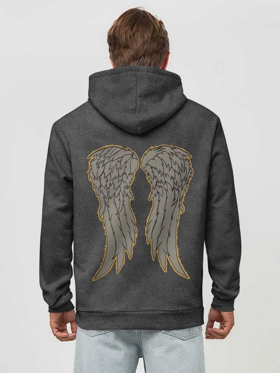 Худи мужской база хлопок / Ходячие крылья на спине