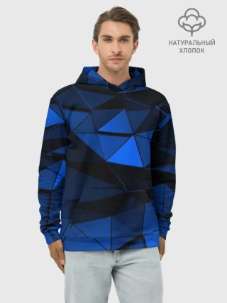 Худи мужской база хлопок / Blue abstraction collection