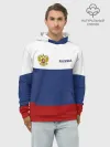 Худи мужской база хлопок / Россия Триколор
