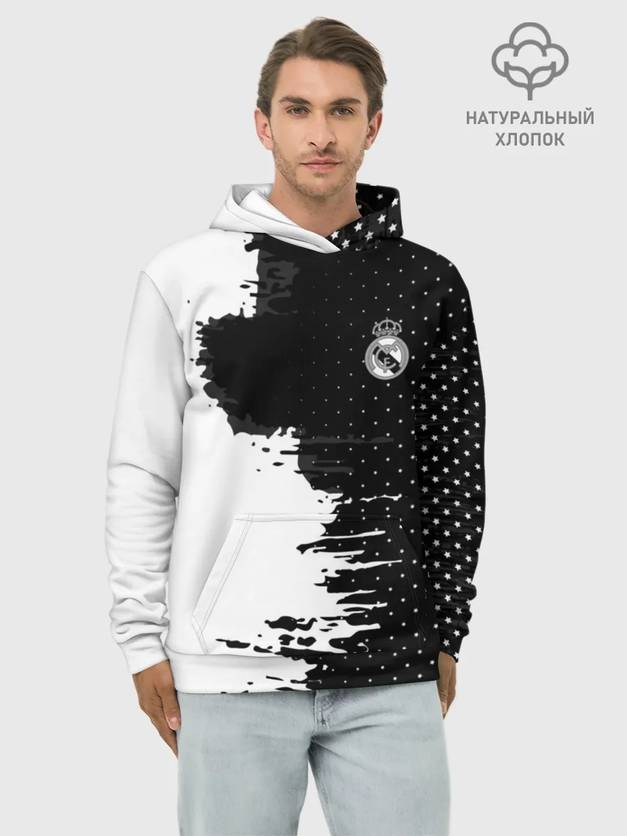Худи мужской база хлопок / Real Madrid uniform black 2018