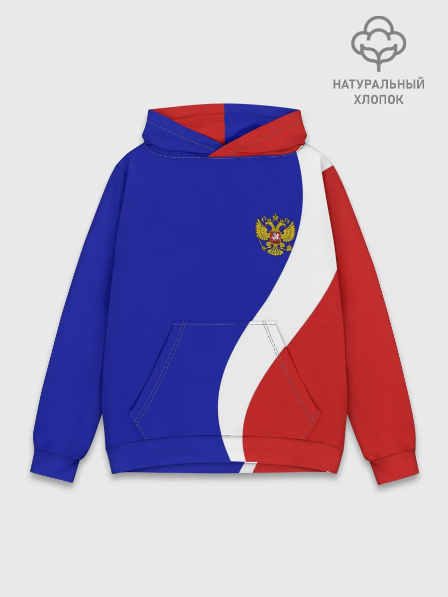 Худи мужской база хлопок / Герб РФ Триколор