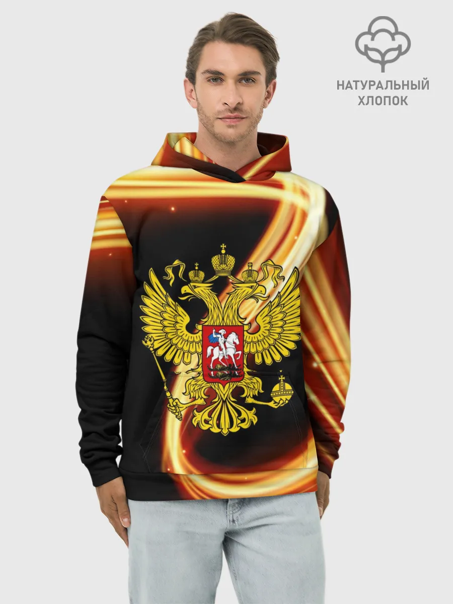 Худи мужской база хлопок / Герб РФ collection line