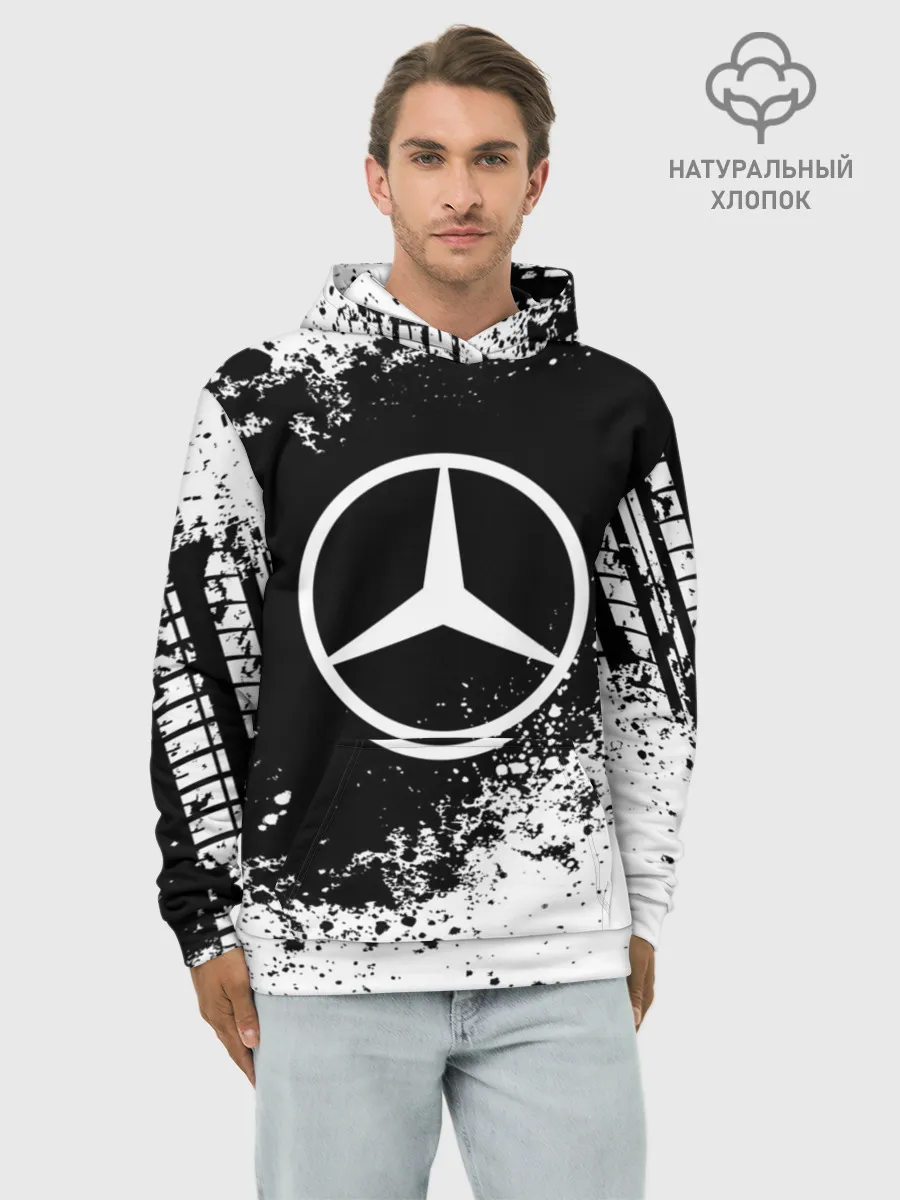 Худи мужской база хлопок / Mercedes abstract sport