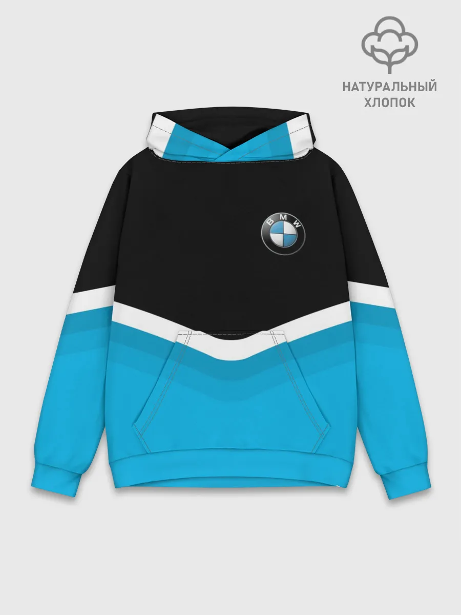 Худи мужской база хлопок / BMW Black & Blue