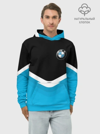 Худи мужской база хлопок / BMW Black & Blue