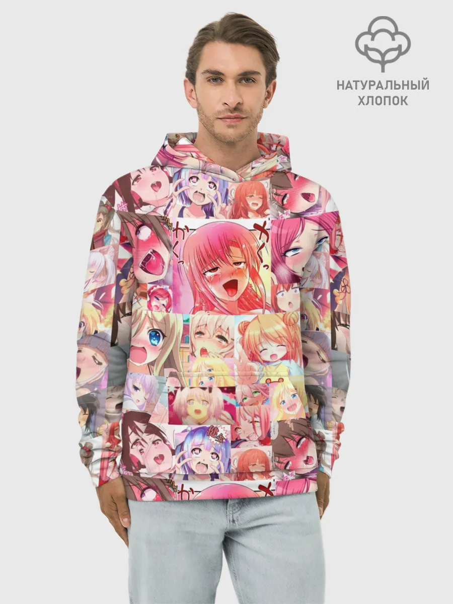 Худи мужской база хлопок / Ahegao Color