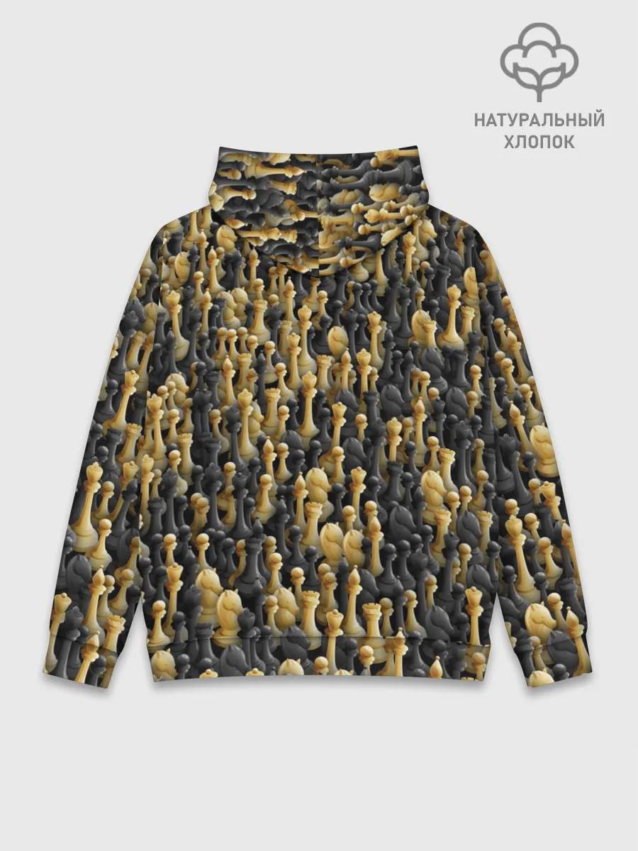 Худи мужской база хлопок / Шахматы