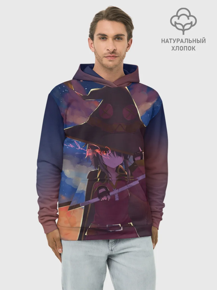 Худи мужской база хлопок / Konosuba с посохом