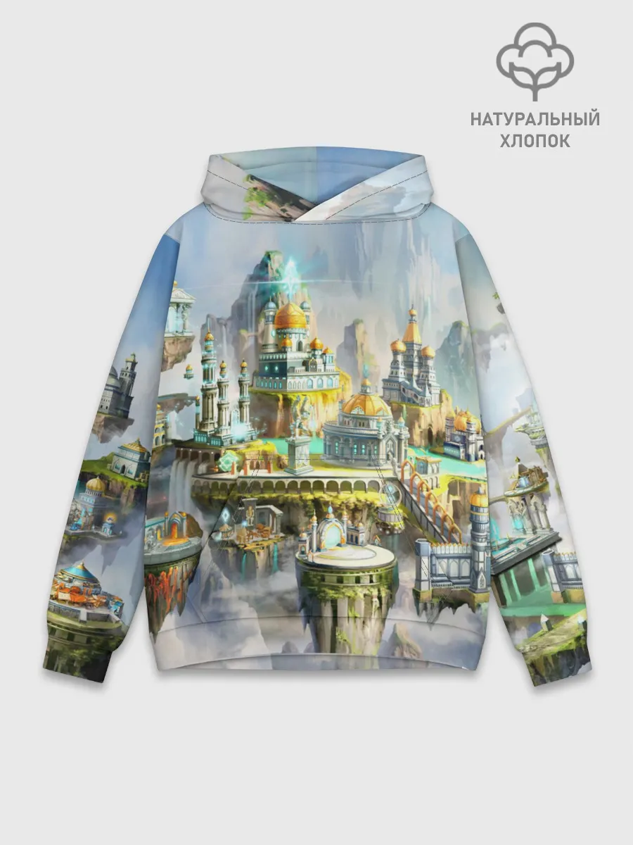 Худи мужской база хлопок / Город в небе
