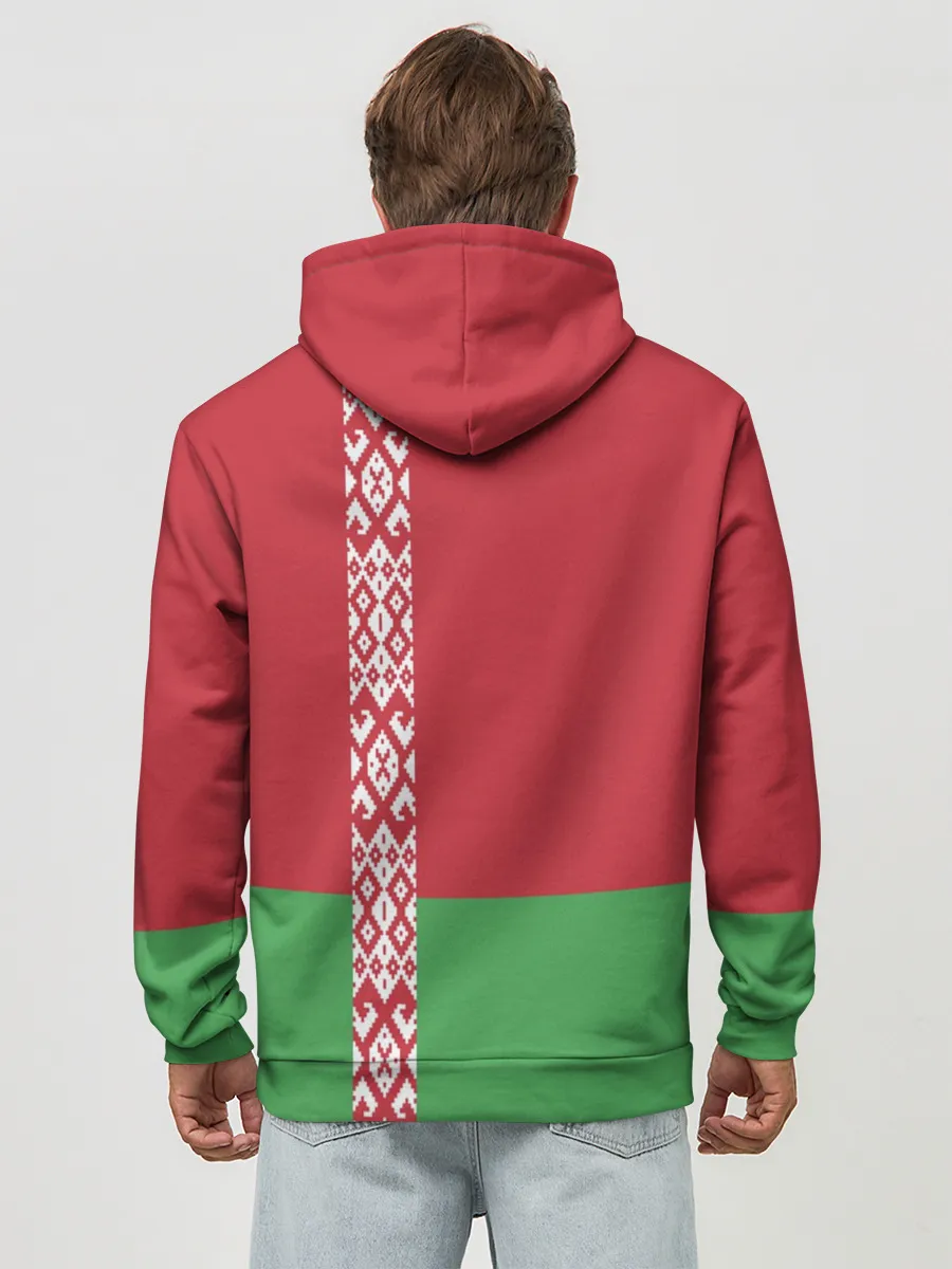 Худи мужской база хлопок / Белоруссия, лента с гербом