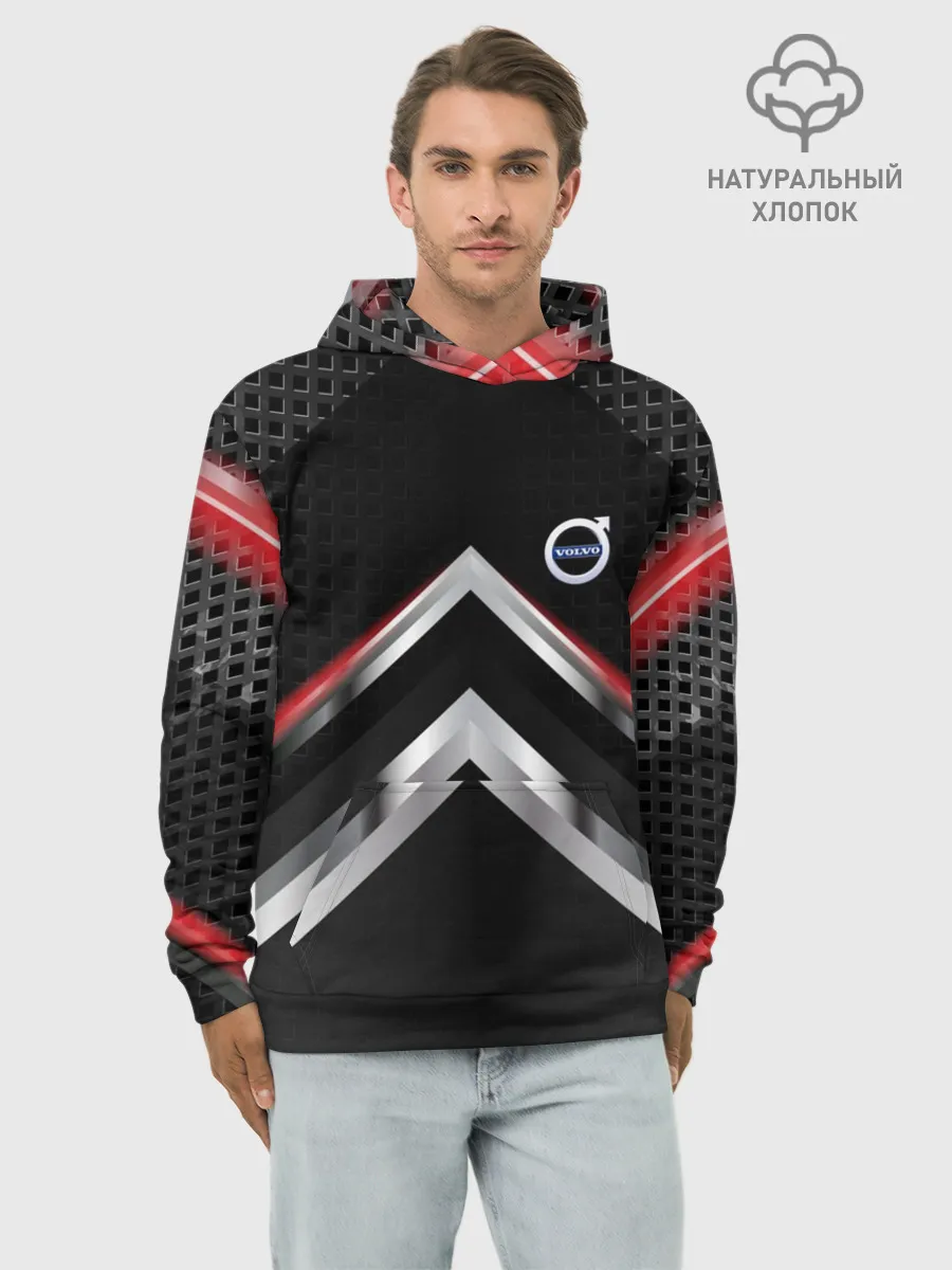 Худи мужской база хлопок / Volvo abstract line