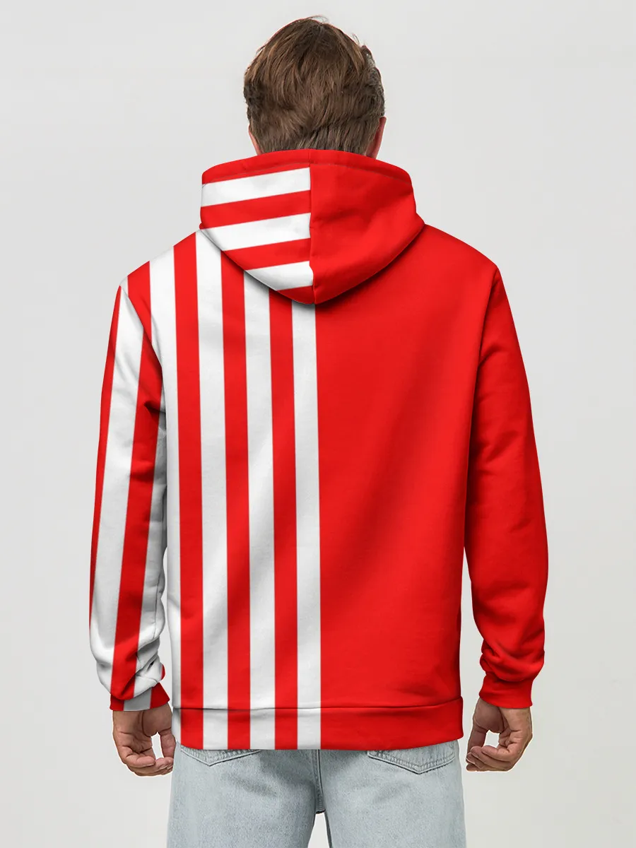 Худи мужской база хлопок / Красно-белый воин