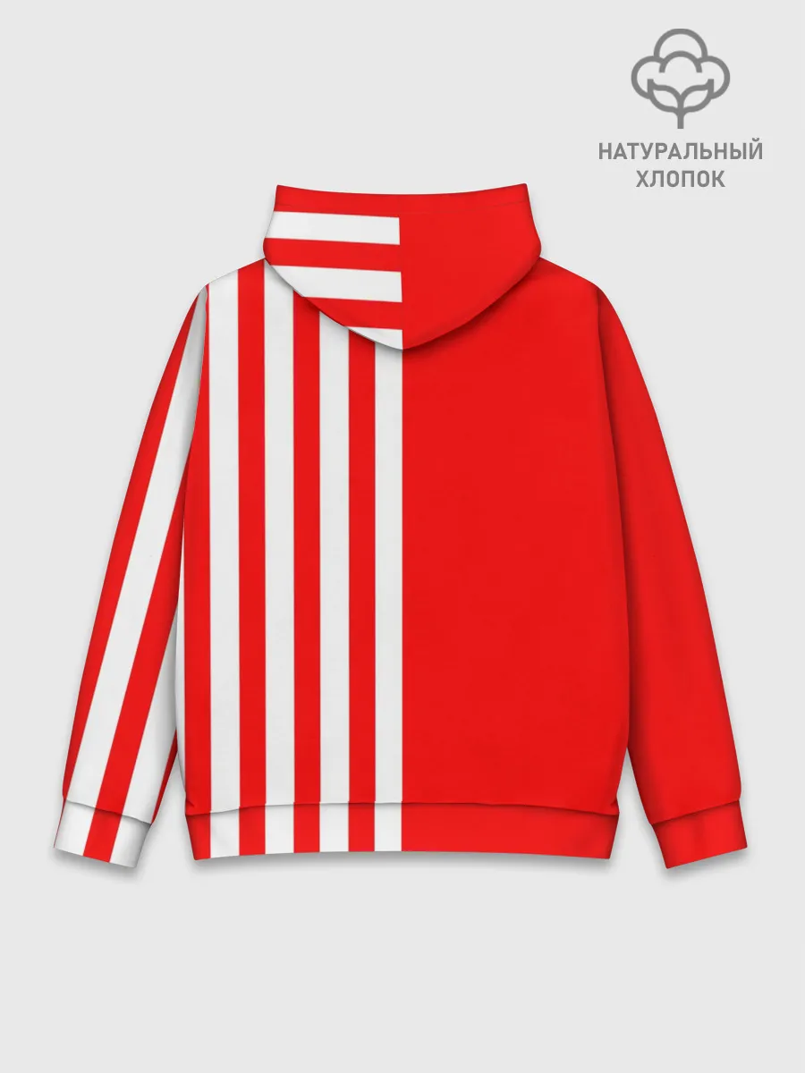 Худи мужской база хлопок / Красно-белый воин